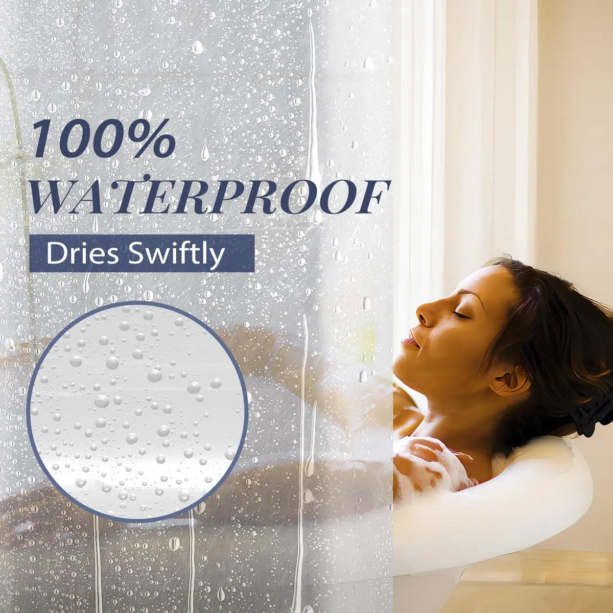 Clear PEVA Shower Curtain – Waterproof Mildew-Resistant Liner for Bathroom