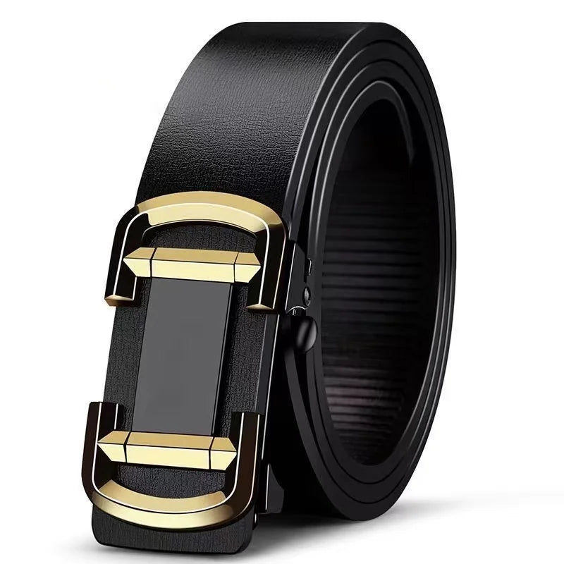 Genuine Leather Automatic Belt – Luxury Metal Buckle Strap for Men