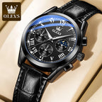 Leather Quartz Watch – Waterproof Noctilucent Timepiece for Business Men