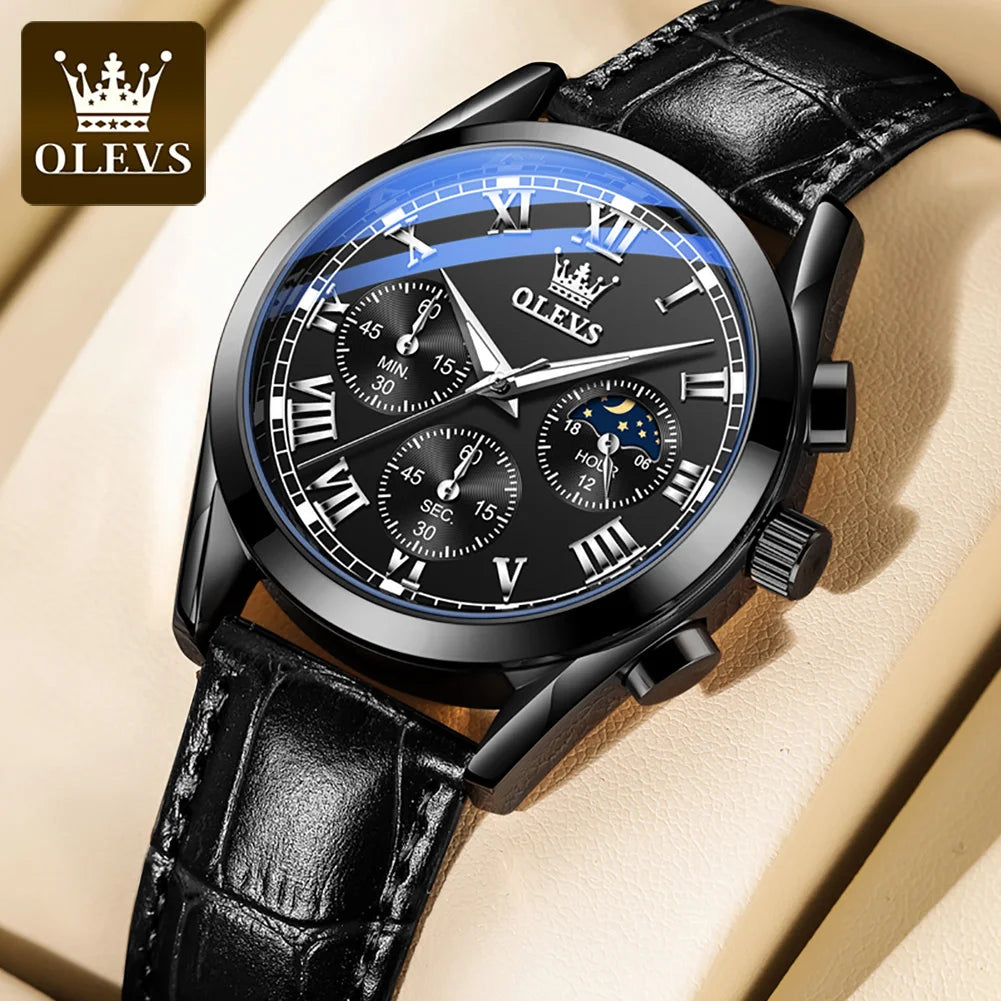 Leather Quartz Watch – Waterproof Noctilucent Timepiece for Business Men