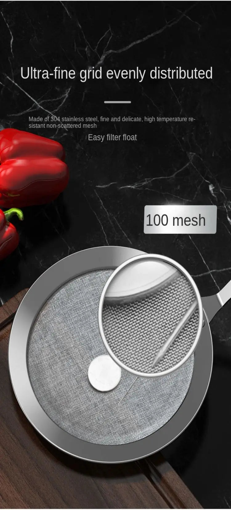 Stainless Steel Mesh Strainer – Fine Sieve for Kitchen Food Filtering