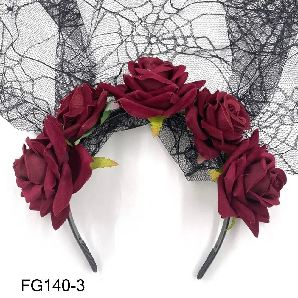 Mexican Rose Flower Crown – Boho Floral Headpiece for Halloween Party Wedding