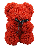 Artificial Rose Teddy Bear – 25cm Flower Figurine for Anniversary Gifts