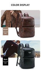 Split Leather Laptop Backpack – Large 14 Inch Travel Bag for Men