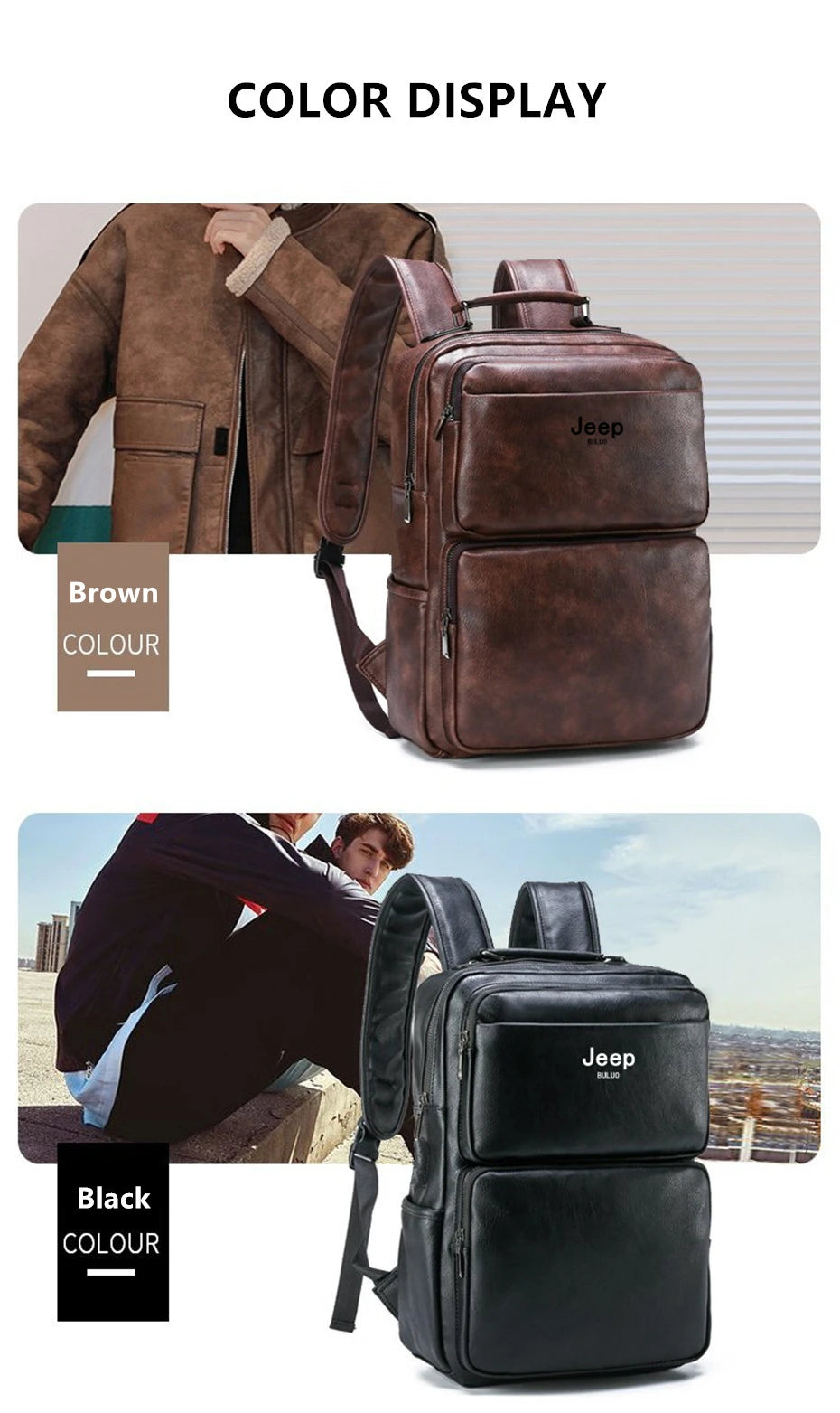 Split Leather Laptop Backpack – Large 14 Inch Travel Bag for Men