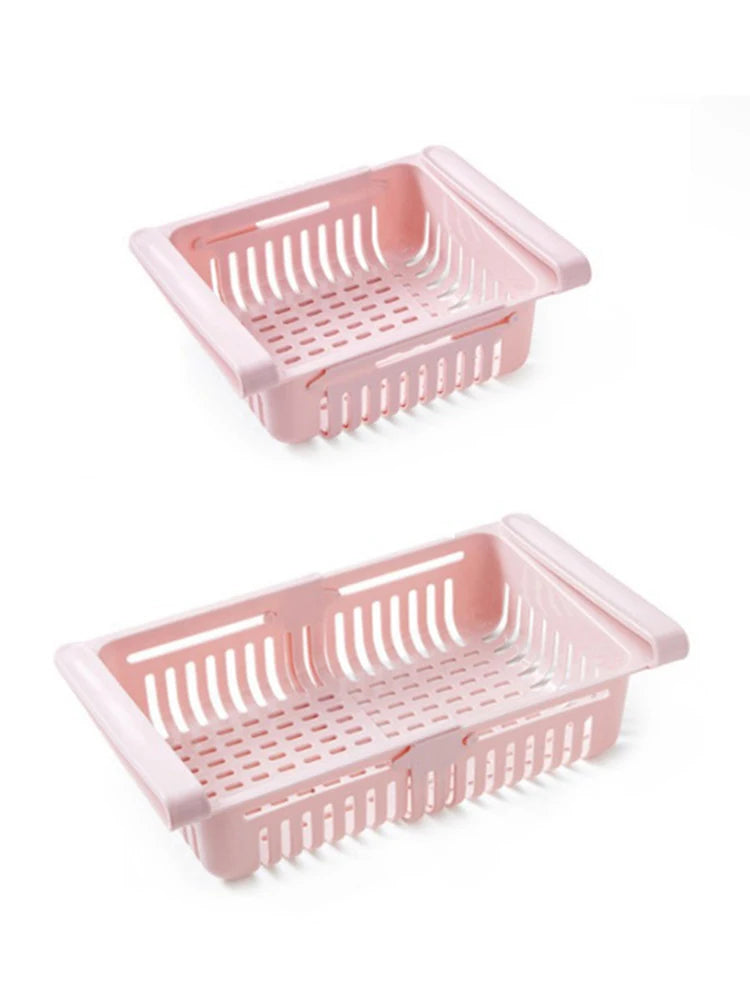 Retractable Refrigerator Storage Basket – Adjustable Kitchen Drawer for Organization