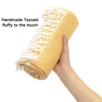 Cotton Turkish Beach Towel – Soft Absorbent Tassel Towel for Travel and Spa