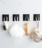 Adhesive Wall Hooks – Heavy Duty Black Hangers for Bathroom and Kitchen