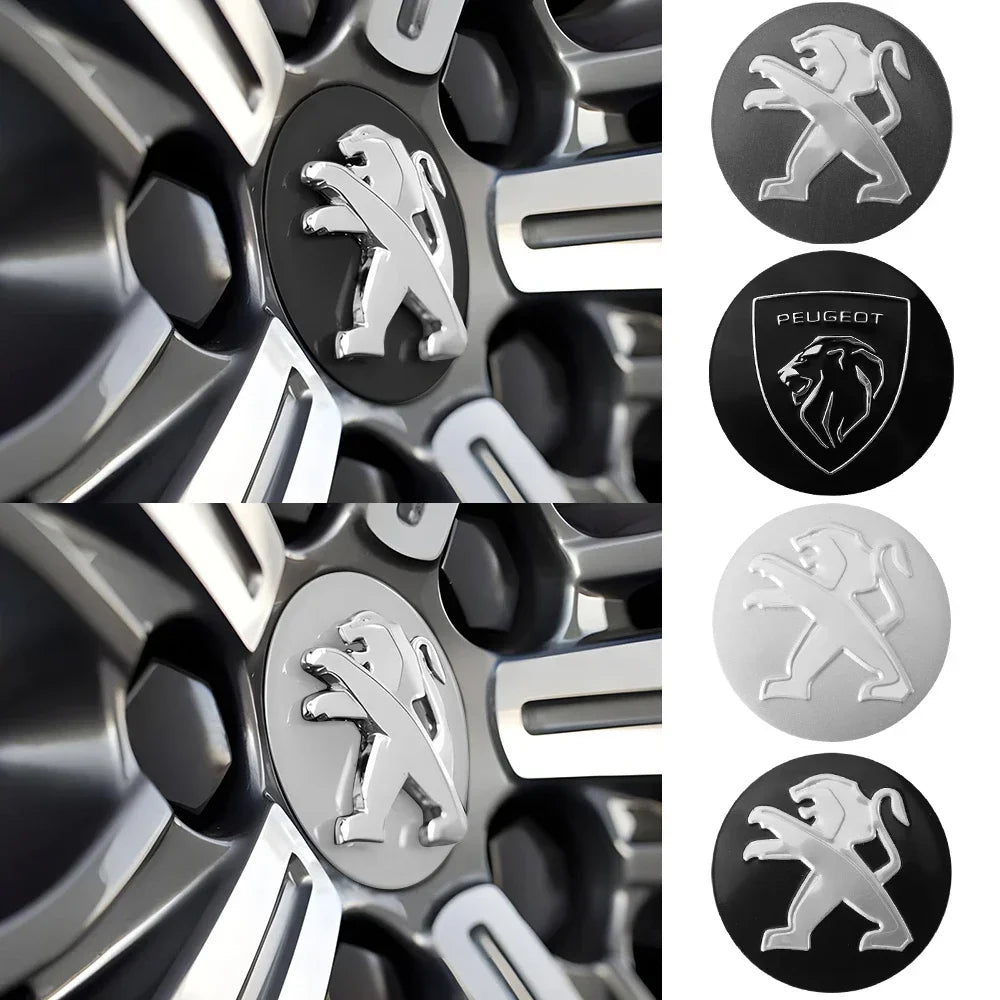 60mm Car Wheel Center Caps – Peugeot GT Logo Emblem Hub Covers for Auto Styling