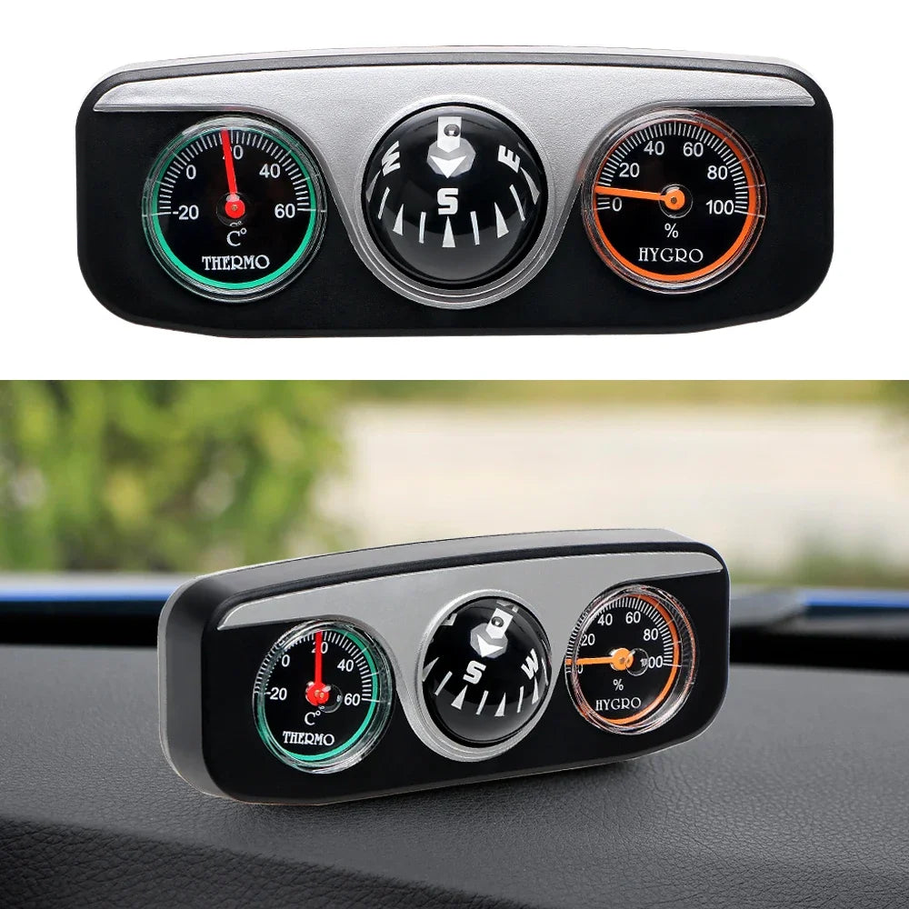 3-in-1 Dashboard Guide Ball – Compass Thermometer Hygrometer for Auto and Boat