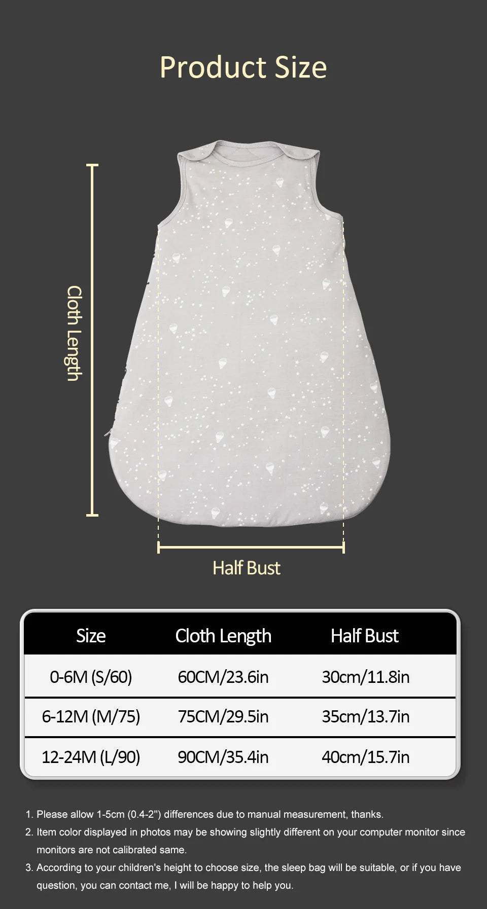 Cotton Baby Sleep Sack – 2.5 Tog Anti-Kick Sleeping Bag for 0-24 Months