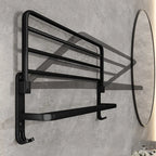 Matte Black Aluminum Towel Rack – 50cm Wall Mounted Holder with Hook