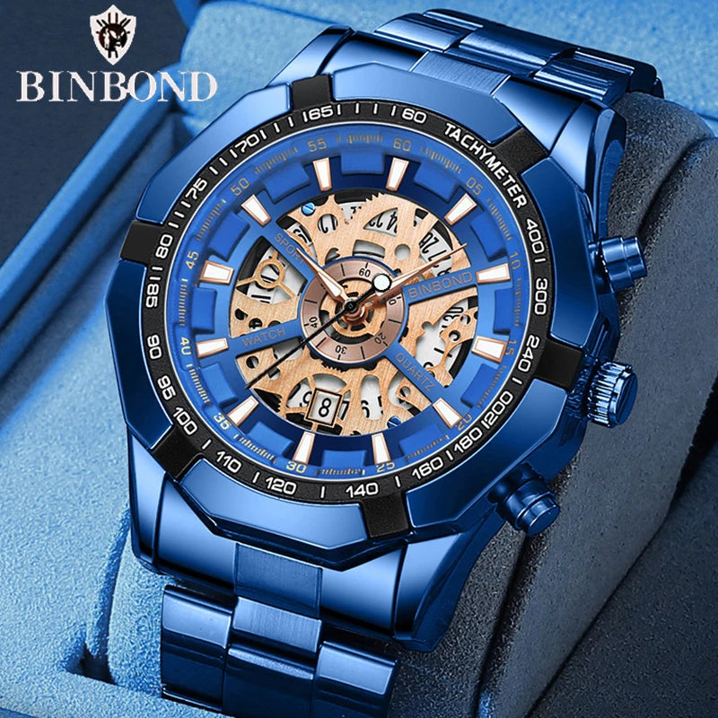 Stainless Steel Quartz Watch – Waterproof Luminous Calendar for Business Men