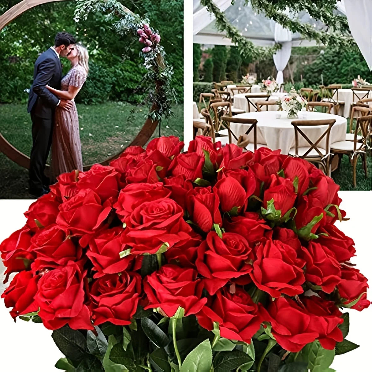 Realistic Artificial Rose Bouquet – Silk Floral Arrangements for Home Decor