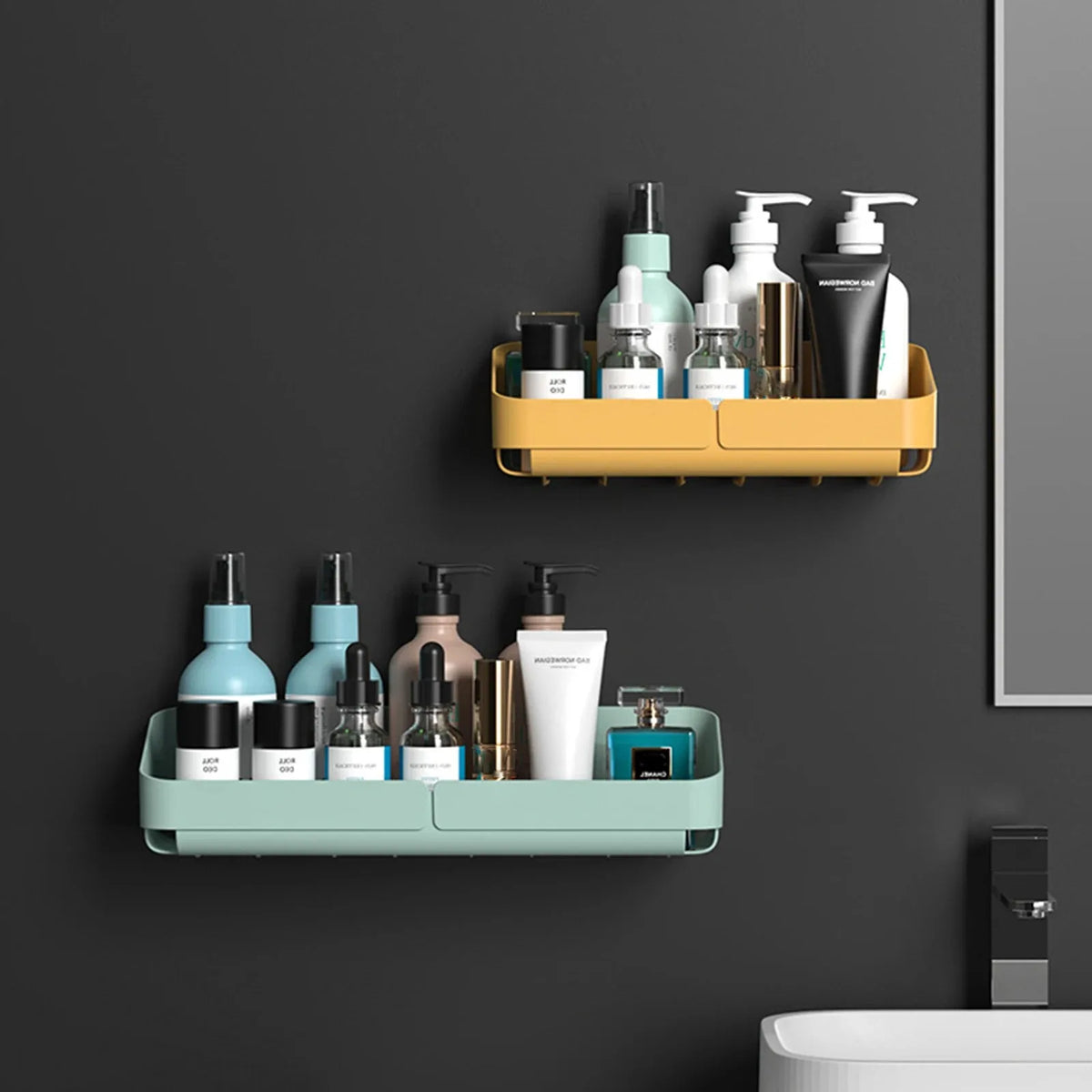 Adhesive Wall Storage Shelf – No-Drill Organizer for Bathroom and Kitchen