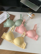 Seamless Cotton Wireless Bra – Breathable Gathered Underwear for Daily Comfort
