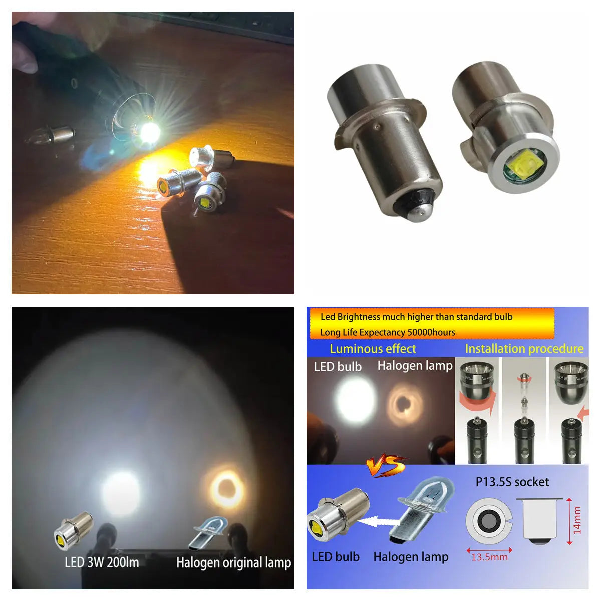 LED Flashlight Bulb Upgrade – 3W Conversion Kit for Maglite Torches
