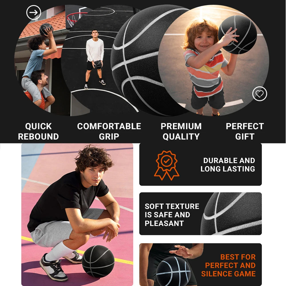 Silent Foam Basketball – Indoor Dribble Practice Ball for Kids and Adults
