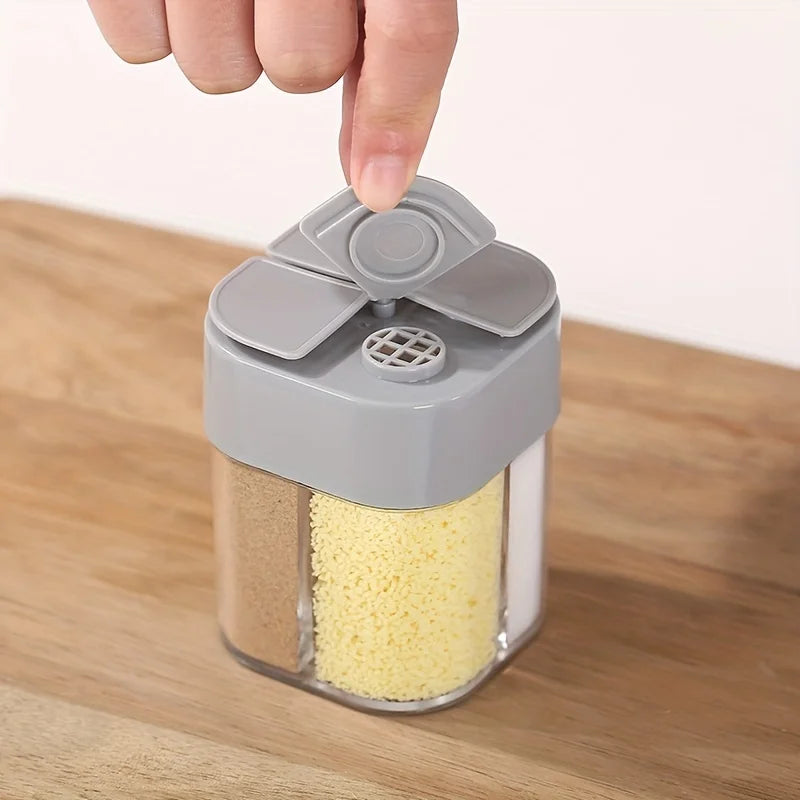 4-in-1 Camping Seasoning Shaker – Multi-Compartment Spice Jar for Outdoor BBQ