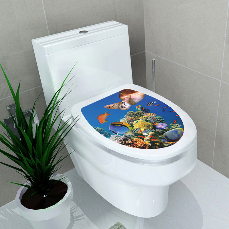 Decorative Toilet Seat Decal – Underwater Sea Shell Art for Bathroom Decor