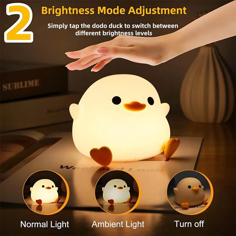 Silicone Duck Night Light – Rechargeable LED Bedside Lamp for Nursery