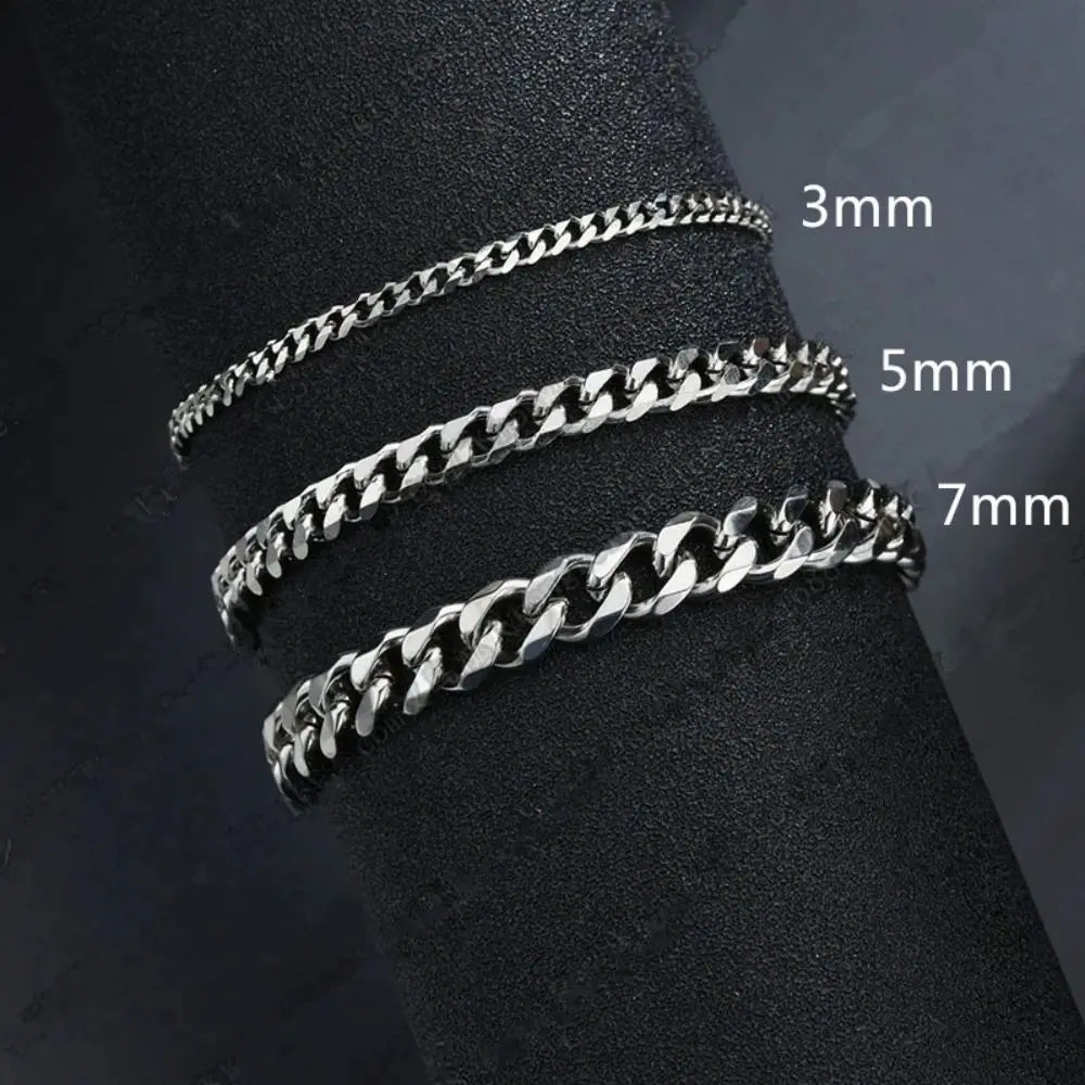Stainless Steel Cuban Chain Bracelet – Unisex Classic Jewelry for Casual Gifts