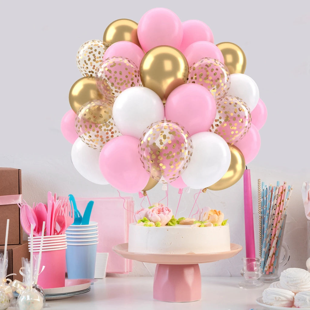 Metallic Pearl and Confetti Balloons – Decorative Latex Set for Party Events