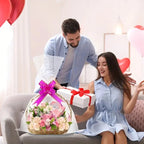 Heart Print Cellophane Gift Bags – Decorative Ribbon Pouches for Wedding Favors