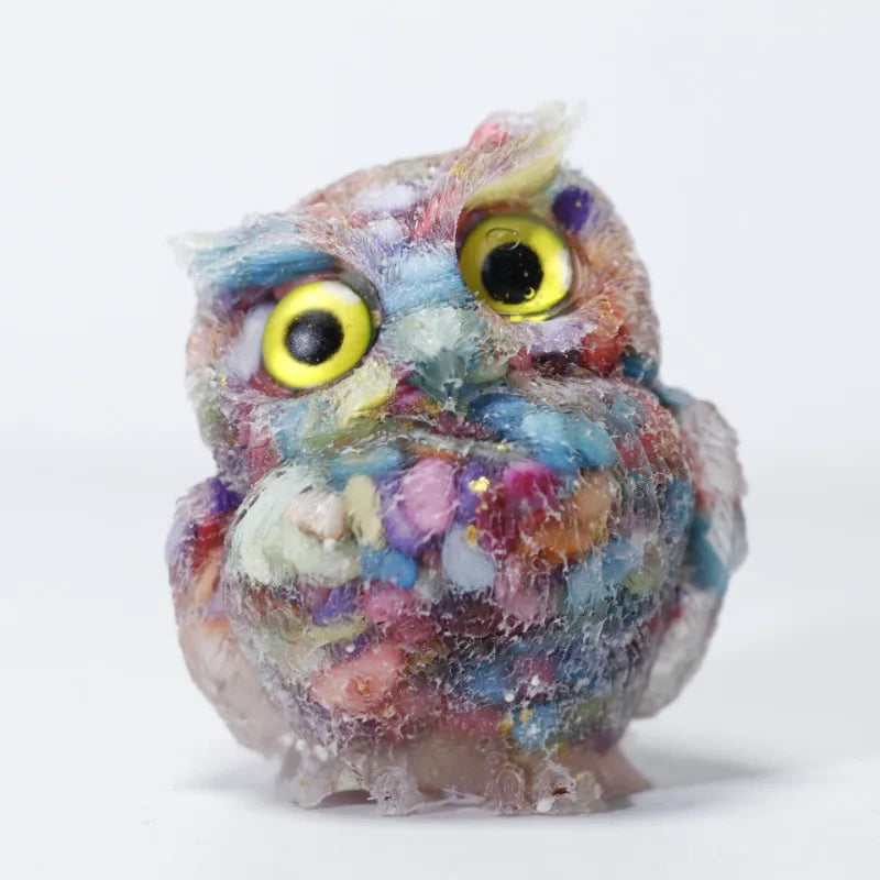 Crystal Owl Ornament – Natural Gemstone Figurine for Home Decor and Aquarium