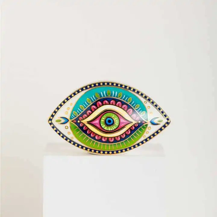 Ceramic Evil Eye Figurine – Lucky Amulet Ornament for Home Living Room Decor