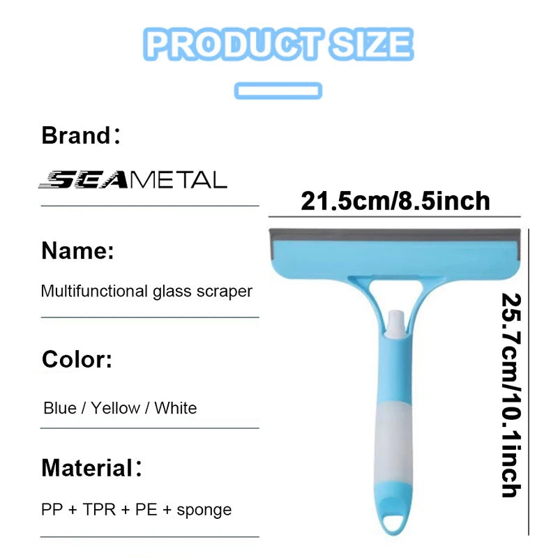 3-in-1 Glass Cleaning Squeegee – Spray Bottle Tool for Car and Home Wash