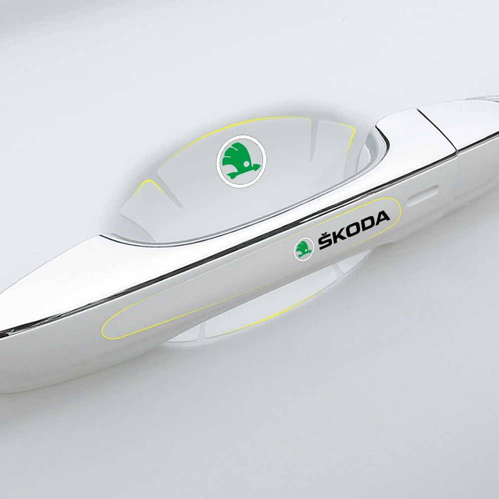 Transparent Car Door Handle Protectors – Anti-Scratch Film for Skoda Models