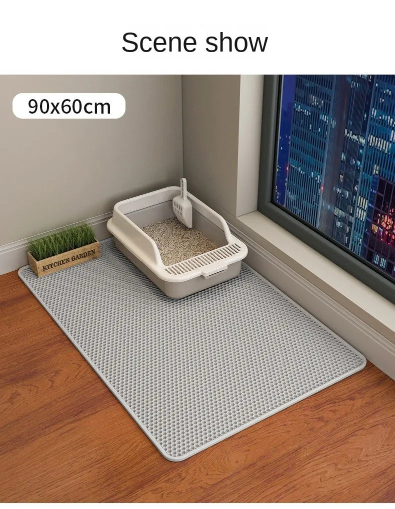 Large Waterproof EVA Cat Litter Mat – Double Layer Tray for Pet Hygiene