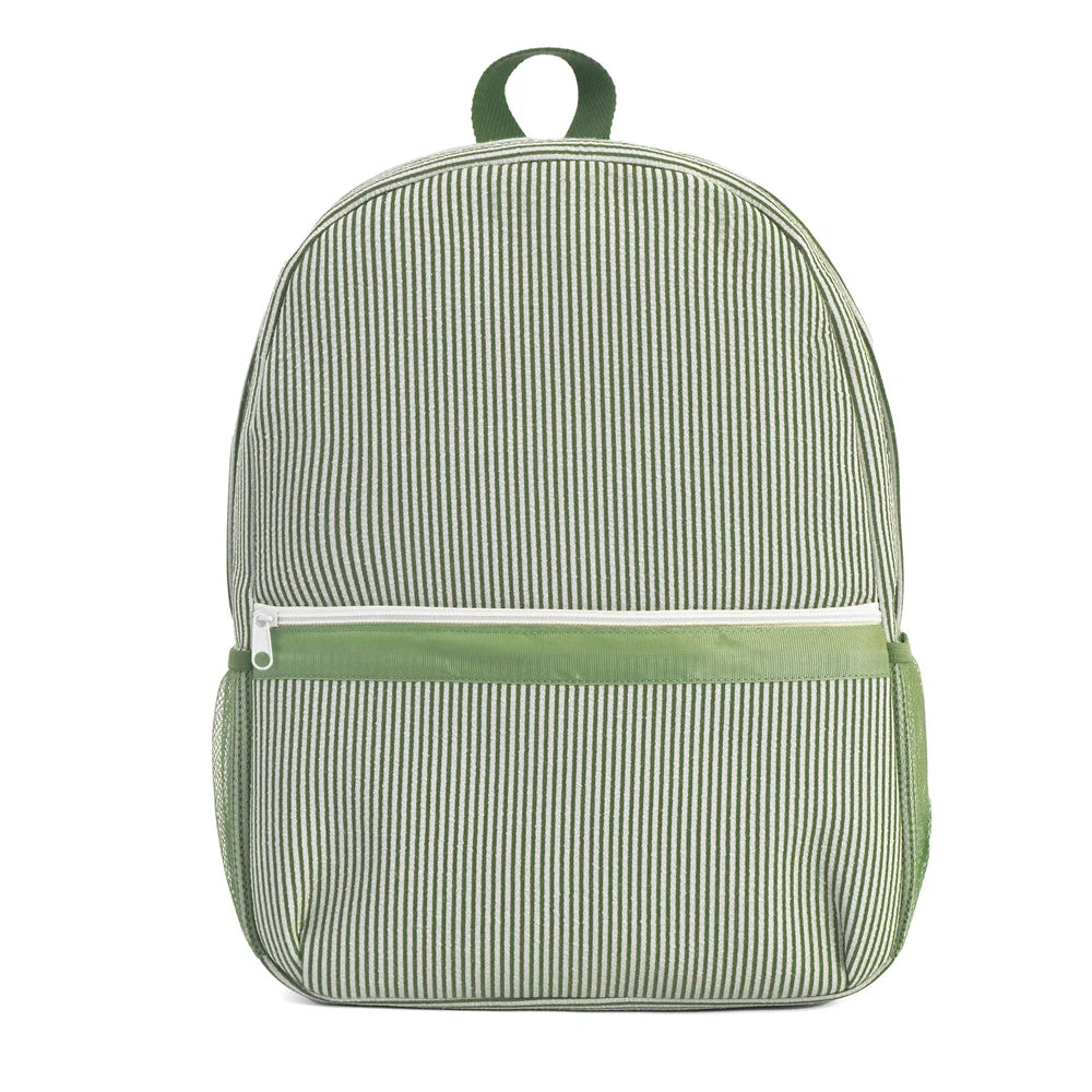 Seersucker Striped Backpack – Classic Kids Book Bag for Preschool