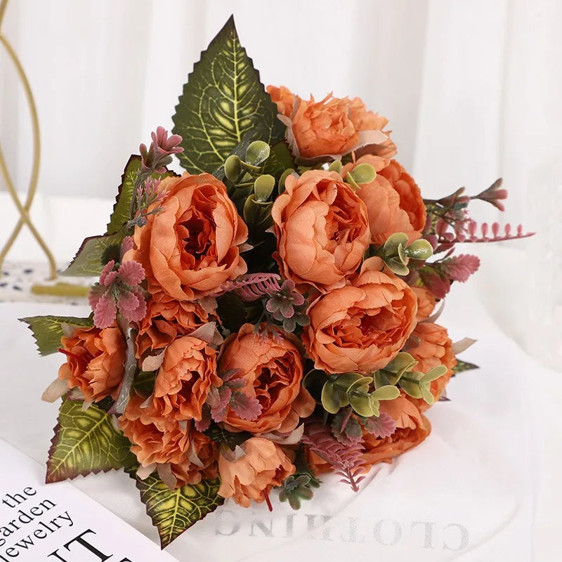 Artificial Peony Flower Bundle – Silk Floral Arrangement for Wedding Decor