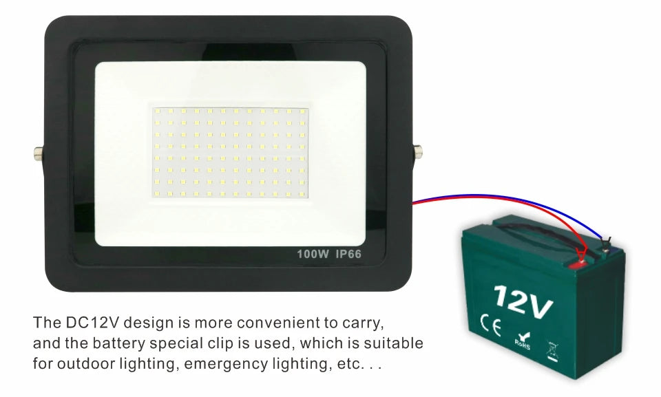 12V LED Flood Light – IP66 Waterproof Outdoor Spotlight for Camping and Marine