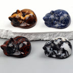 Carved Crystal Cat Figurine – Natural Stone Animal Statue for Home Decor