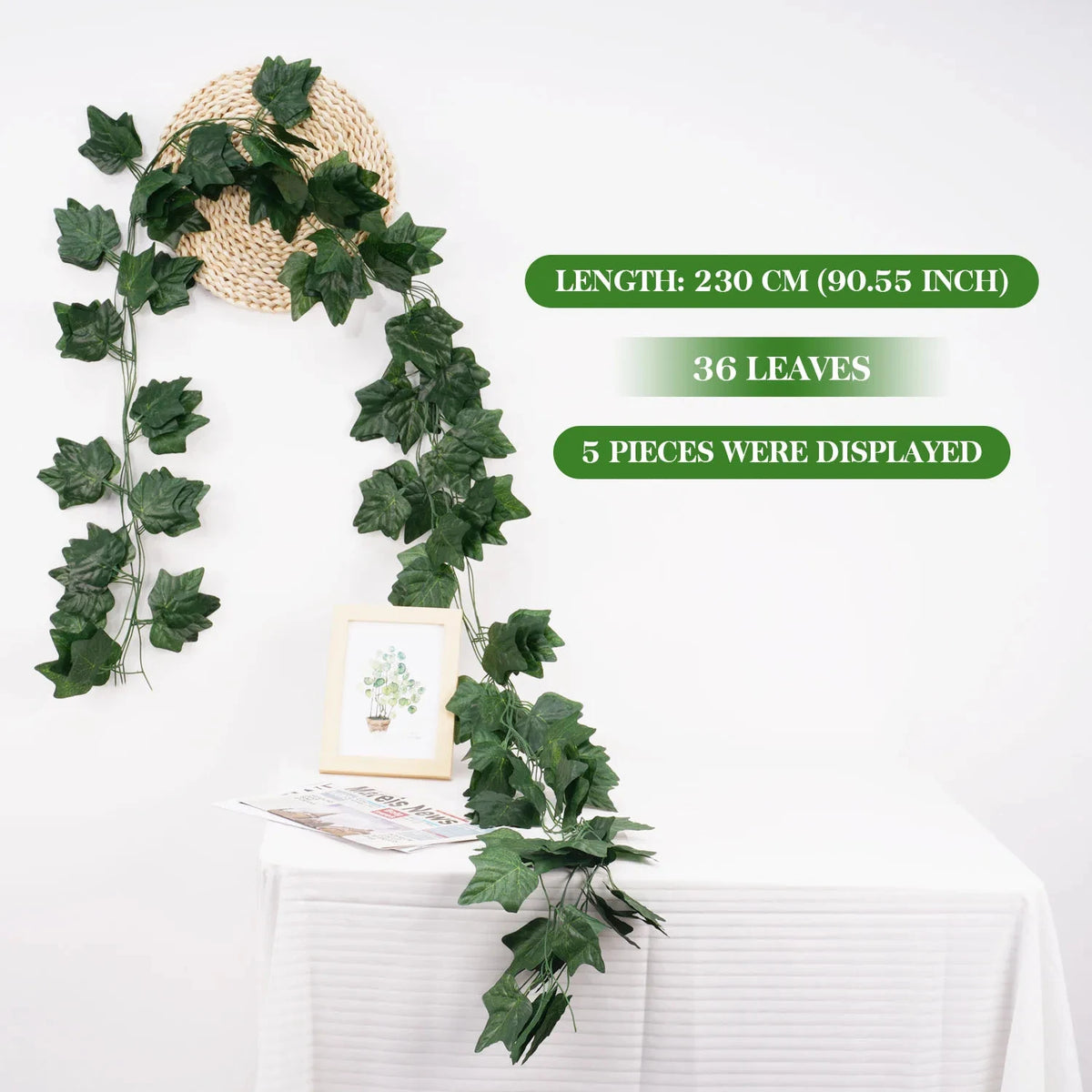 Artificial Ivy Leaf Garland – 2.1M Silk Hanging Vine for Home Garden Decor