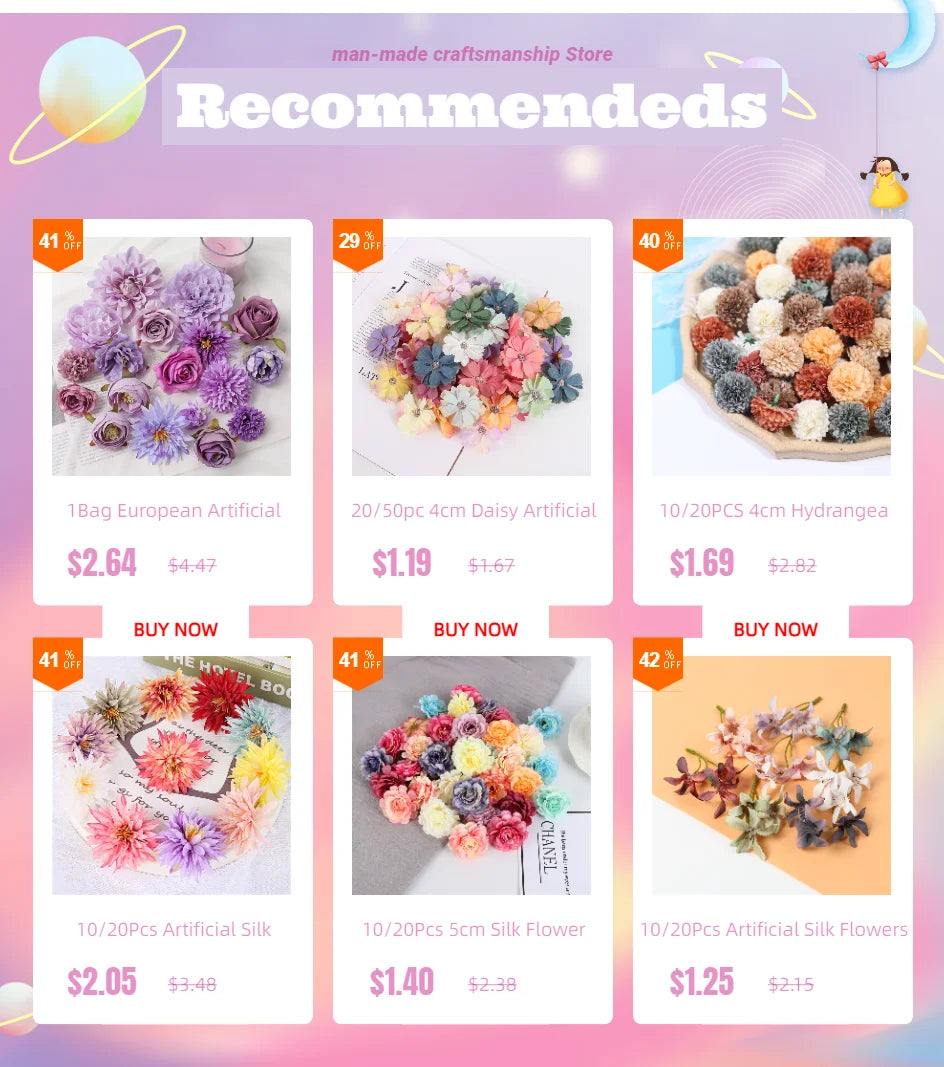 Artificial Cherry Blossom Heads – Silk Floral Decor for Weddings and DIY