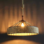 Industrial Hemp Rope Pendant Lamp – Antique Iron Chandelier for Dining Room