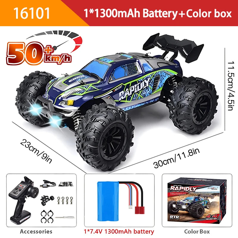 4WD Off-Road RC Monster Truck – 50km/h Remote Control for Adults and Kids