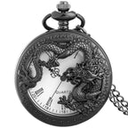 Vintage Hollow Chinese Dragon Pocket Watch – Roman Numeral Necklace Gift
