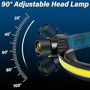 Rechargeable LED Headlamp – 270° Wide Beam Motion Sensor for Camping and Work