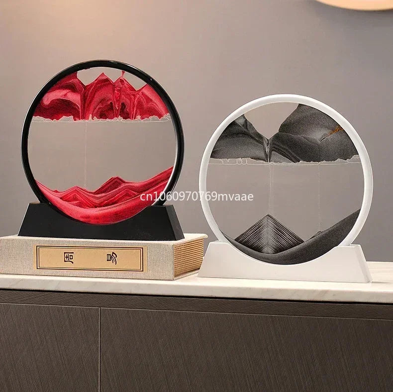 3D Moving Sand Art Frame – Dynamic Liquid Hourglass for Office Home Decor