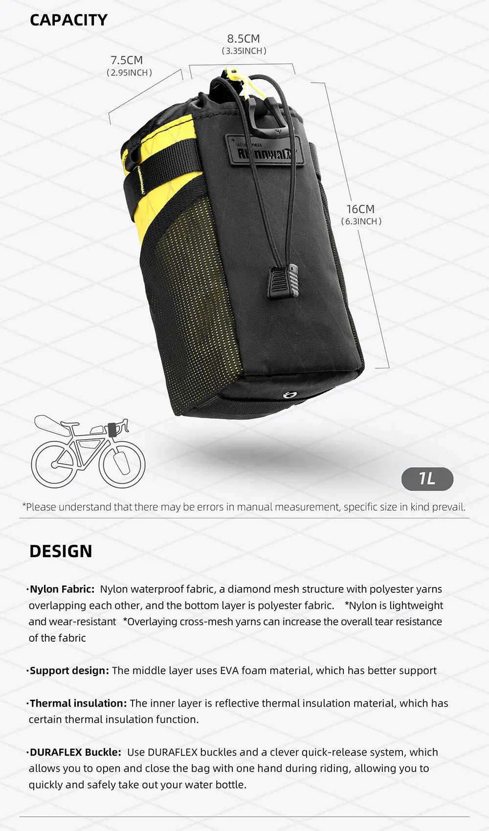 Rhinowalk Bicycle Water Bottle Bag – Insulated Carrier for City Commuting