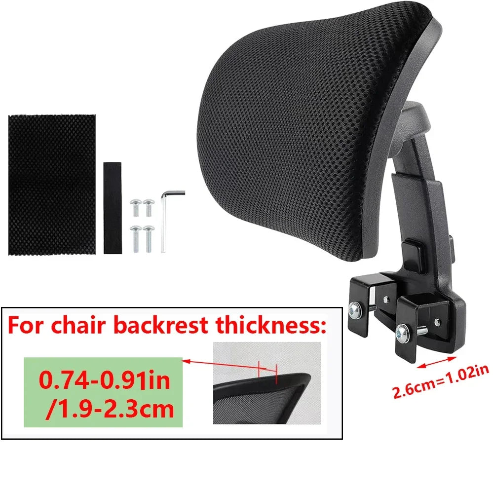 Adjustable Fabric Office Chair Headrest – Ergonomic Neck Support for Work