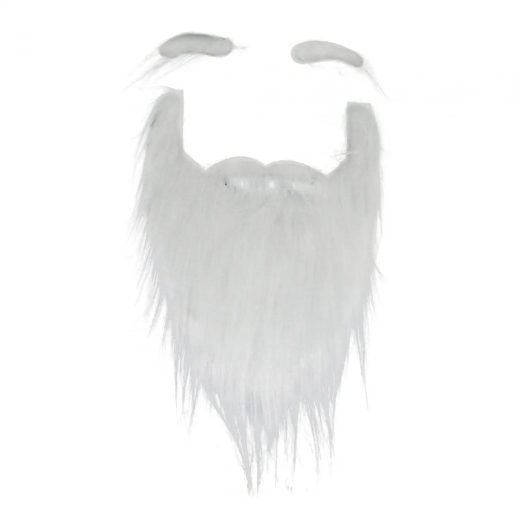 Fake Santa Beard – Synthetic White Facial Hair for Christmas Cosplay Costume
