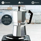 Aluminum Moka Pot Coffee Maker – Espresso Percolator for Home and Camping