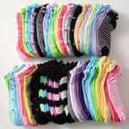 Heart Print Ankle Socks – Candy Colored Cotton Hosiery for Valentine's Day