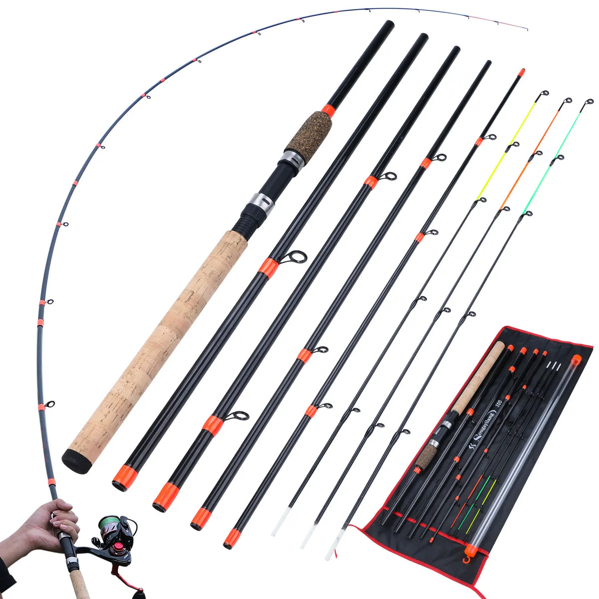 Carbon Fiber Feeder Fishing Rod – 3M Cork Handle Pole for Carp Angling